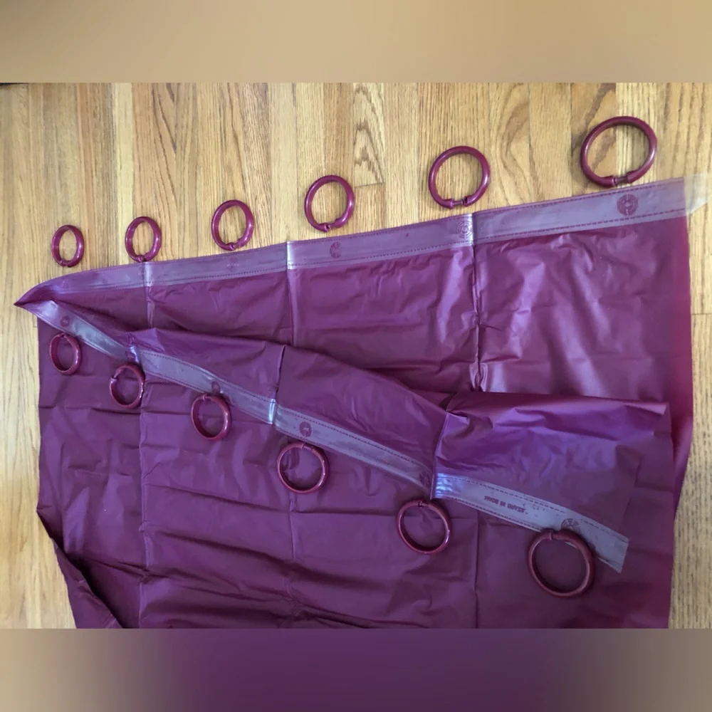 Grommet Top Shower Curtain Deep Plum Color with 12 Plastic Rings